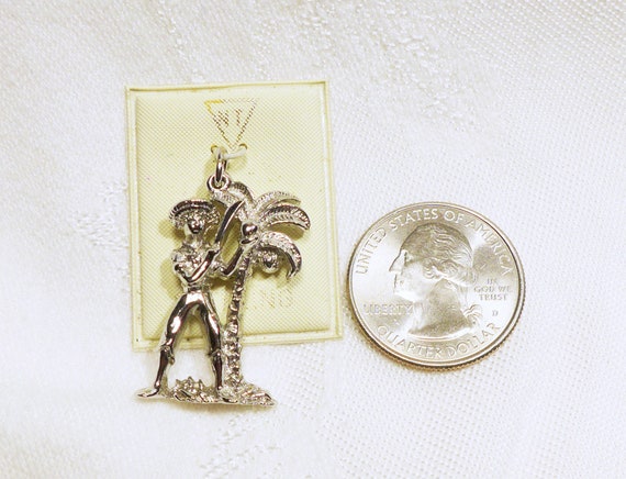 Sterling Silver Charm Man with Coconut Tree and C… - image 1