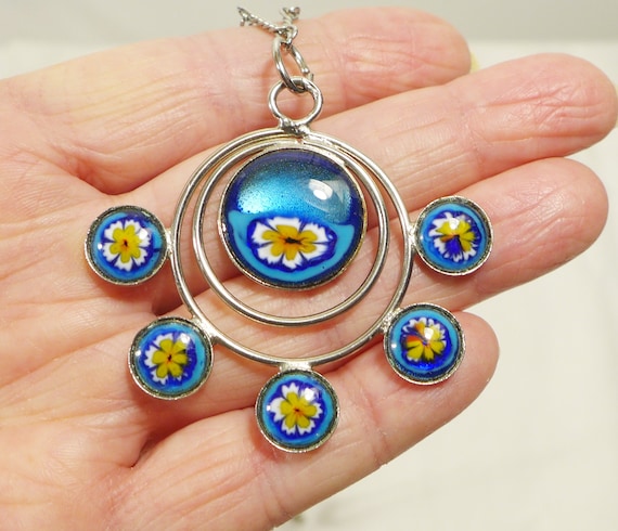 Flower Floral Necklace Pendant Flowers Pansy Mid C