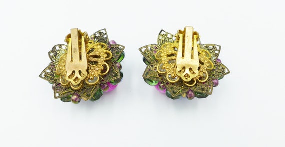 Vintage Rhinestone Earrings Art Glass AB Unsigned - image 4