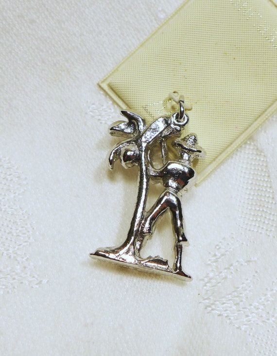 Sterling Silver Charm Man with Coconut Tree and C… - image 3