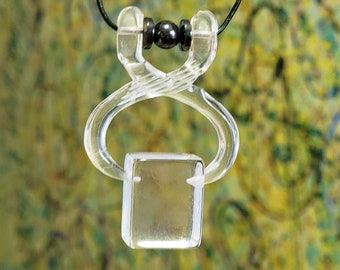 Necklace Clear Lucite Ice Block Cube and Ice Tongs Necklace Pendant Fun Jewelry!