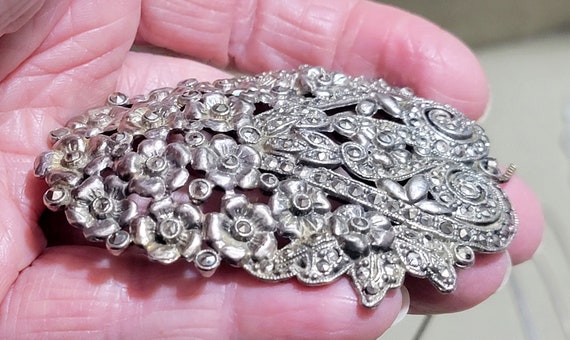 Magnificent, Huge Silver Marcasite Pendant Neckla… - image 6