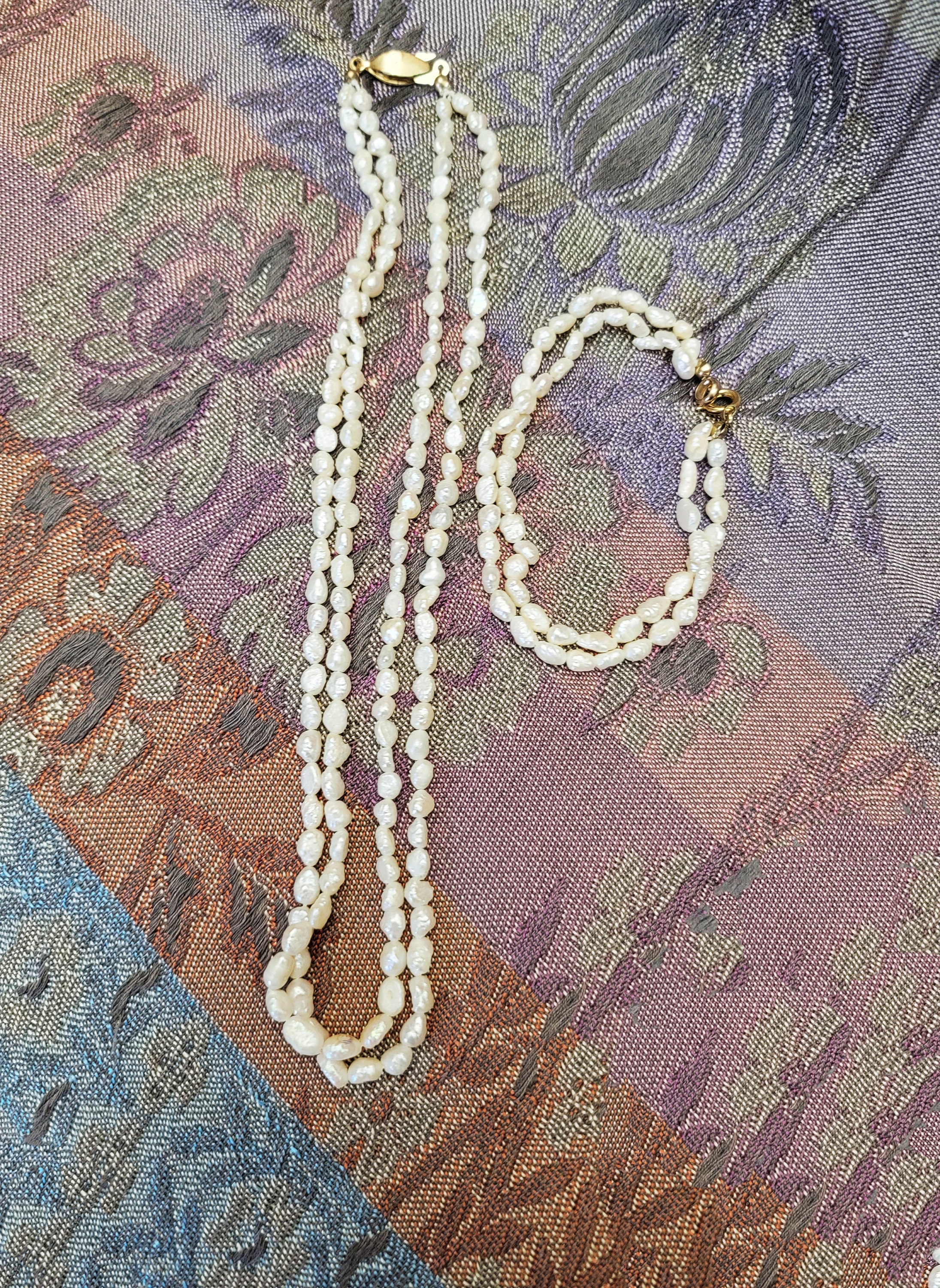 4 Rows 7-8mm Natural White Baroque Freshwater Cultured Pearl Necklace