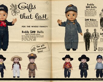 Rare Vintage Buddy Lee Doll in Shell Uniform - 1950s Japan Esso