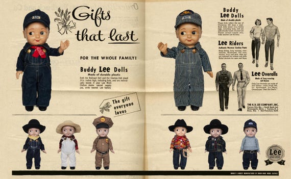 Rare Vintage Buddy Lee Doll in Shell Uniform - 1950s Japan Esso