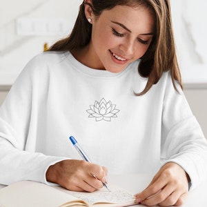 Lotus Sweatshirt | Minimalist Yoga Flower Sweater | Unisex Heavy Blend Crewneck | Meditation Gift | Floral Jumper Zen Inspired Yoga Apparel