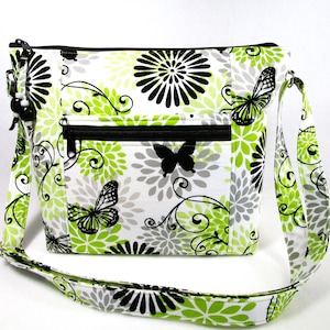 Butterfly Cross Body Large Fabric Purse Women&#39;s Adjustable Strap Handcrafted Handbag Zipper Closure Fast Free Shipping US Gifts for Women
