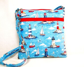 Lighthouses Cross Body Small Hip Bag Lightweight Handbag Long Adjustable Strap Zipper Closure Fast Free Shipping Gifts for Women