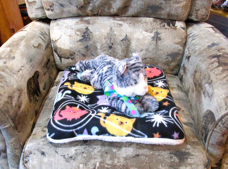 Washable Bed for Cats Soft Sherpa and Fleece Beds for Kitties Fast Free Shipping US Gifts for Cat Lovers Reversible Pet Bed image 6