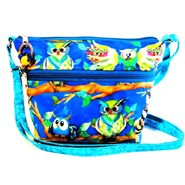 Cross Body Small Purse Long Adjustable Strap Zipper Closure Handbag Cute Owls Washable Purse Free Shipping US Lightweight Purses