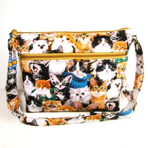Schöne Katzen Cross Body Jenny Tasche 2 Tasche Verstellbarer Riemen Innen Reißverschlusstasche Geschenke für Frauen Leichter waschbarer Geldbeutel Kostenloser Versand US