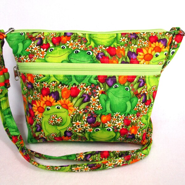 Kikkers bloemen handgemaakte Cross Body Fabric Portemonnee gratis verzending
