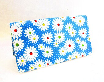 Daisies Fabric Checkbook Cover Washable Check Protector Fast Free Shipping US Gifts for Women