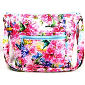 Bolso bandolera grande de tela con diseño de colibrí para mujer, con correa ajustable y cierre de cremallera, envío rápido y gratuito a EE. UU., bolso de uso diario, regalo para mujer.