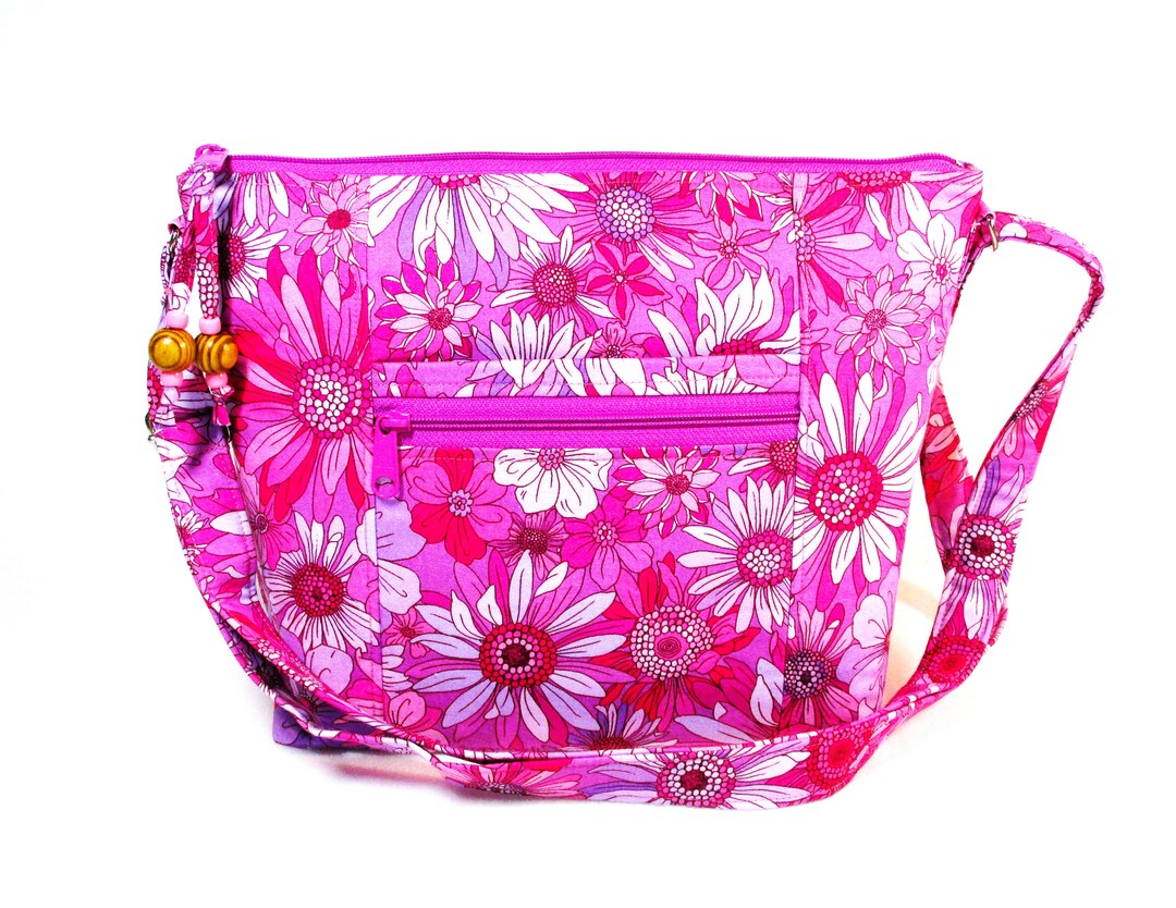 Cross Body Everyday Fabric Purse 11 Storage Pockets Handbag With