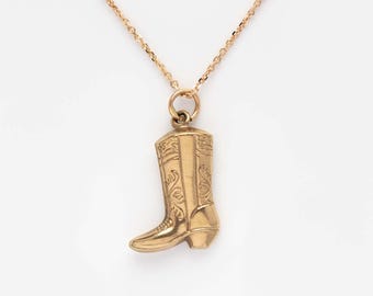 18k gouden cowboylaarsketting, western bedelhanger, cowgirl-sieraden, sierlijke laarsketting, landelijke stijl cadeau voor haar