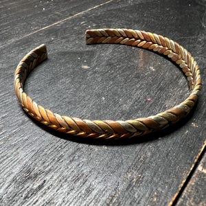 Handmade Tibetan Three Metal Healing Cuff Bracelet – Adjustable Copper Brass Iron Bangle for Men & Women – Spiritual Energy Jewelry Nepal