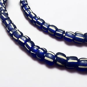 Striped Java Glass Beads Navy Blue and White Handmade Beads Jewelry Making Supplies image 3
