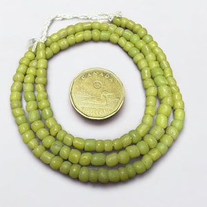 Lime Green Java Glass Beads: Indonesian Striped Spacer Beads