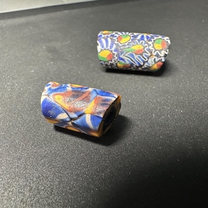 2 Pics Rare Venetian Millefiori Beads | African Trade Beads | Vintage Cylinder Glass Beads for Crafts