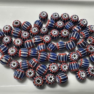 Venetian Style Glass Chevron Beads 9mm - Nepal Trade Beads（50pics）