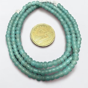 Mint Green Java Glass Beads: Indonesian Striped Spacer Beads