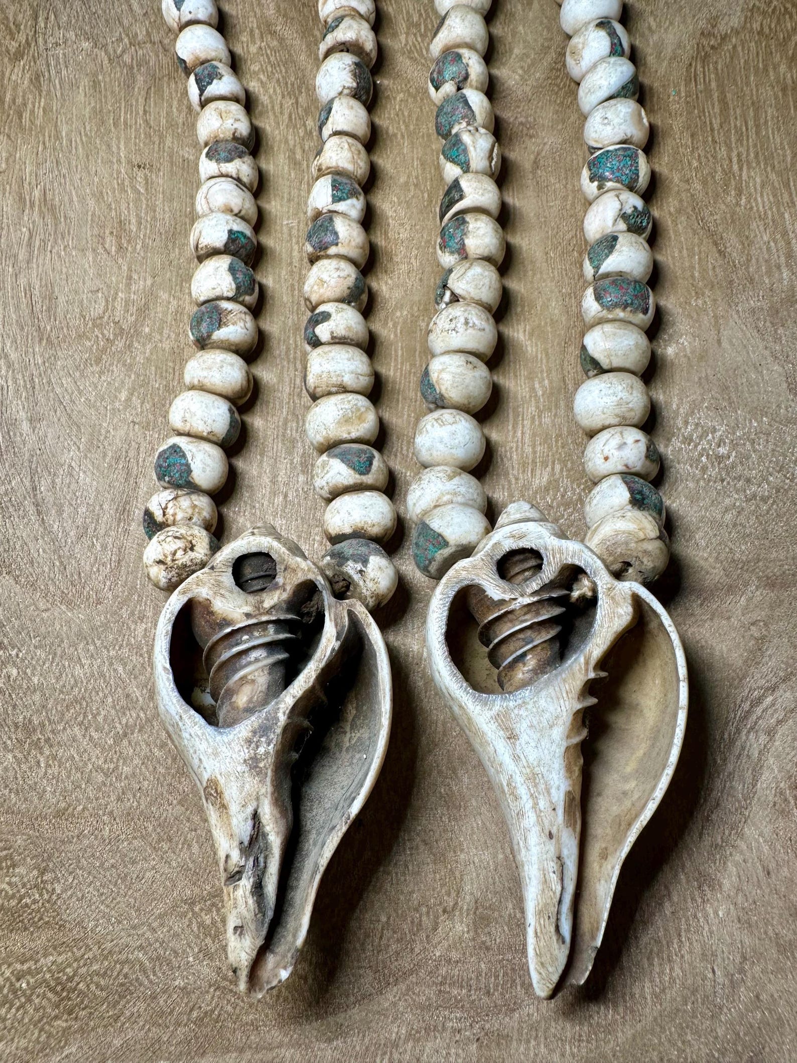 Inlaid Naga Conch Shell Mala Beads: Chank Shell Pendant, Nepal - Etsy