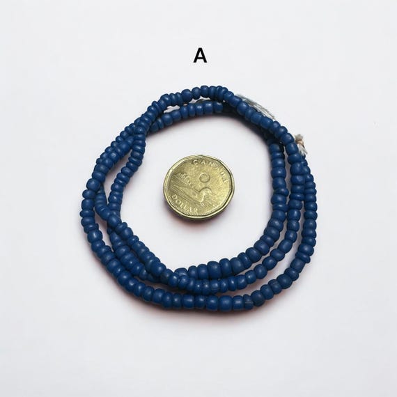 Blue Java Glass Beads: Recycled African Trade Sty… - image 2