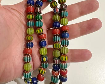 Beautiful Venetian inspired glass beads multicolor chevron beads necklace,Nepal beads,Trade beads