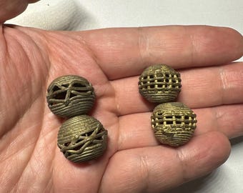 Handmade African Brass Beads: Tribal Lost Wax Jewelry (2-Piece Set)