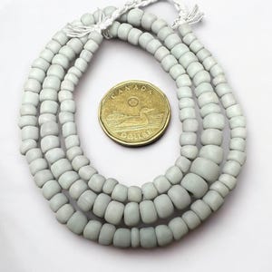 One strand Bone White Java Glass Beads: Indonesian Striped Spacer Beads