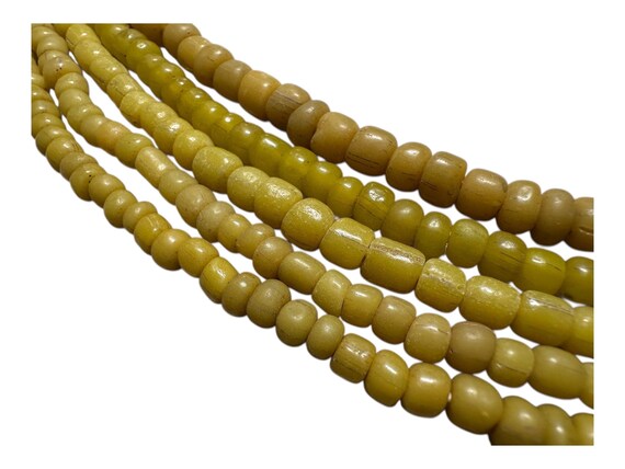 Yellow Java Glass Beads: Vintage African Trade Be… - image 7