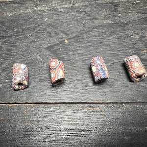 4 Pics Antique Millefiori Trade Beads | Venetian African Glass Cylinder Beads | Rare Jewelry Making Supplies