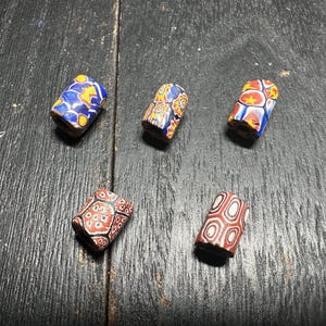 5 Pics Rare Venetian Millefiori Beads – Antique African Trade Beads for Jewelry & Crafts
