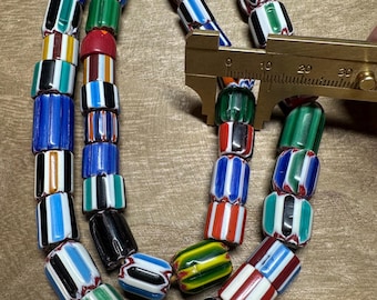 Colorful Chevron Bead Necklace | Nepal Trade Beads Jewelry | Vintage Style Boho Ethnic Statement Necklace