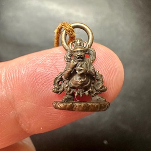 Handmade Tibetan Bronze Amulet – Protector Deity Pendant from Nepal – Mala Side Charm – Himalayan Spiritual Jewelry