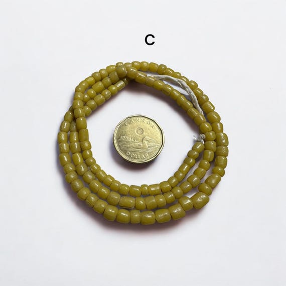 Yellow Java Glass Beads: Vintage African Trade Be… - image 4