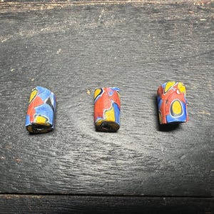 3 Pics Rare Venetian Millefiori Beads | African Trade Beads | Vintage Cylinder Glass Beads for Crafts