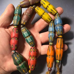 Stunning Ancient Rare Mosaic Glass Ancient Big Beads Unique Wonderful Necklace(Large)