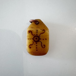 Nepal Tibet Buddhist Carved Unique Symbol Yak Bone Ornament Talisman Pendant