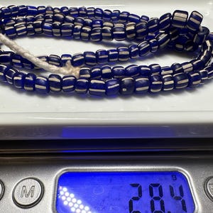 Striped Java Glass Beads Navy Blue and White Handmade Beads Jewelry Making Supplies image 4