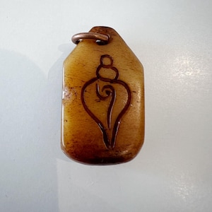 Nepal Tibet Buddhist Carved Unique Symbol Yak Bone Ornament Talisman Pendant