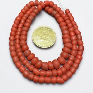 Vintage Java Glass Trade Beads: Matte Red-Orange, 24" Strand