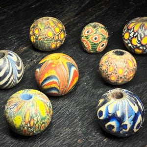 Ancient Jatim Mosaic Glass Bead: Intricate Design Vintage Bead