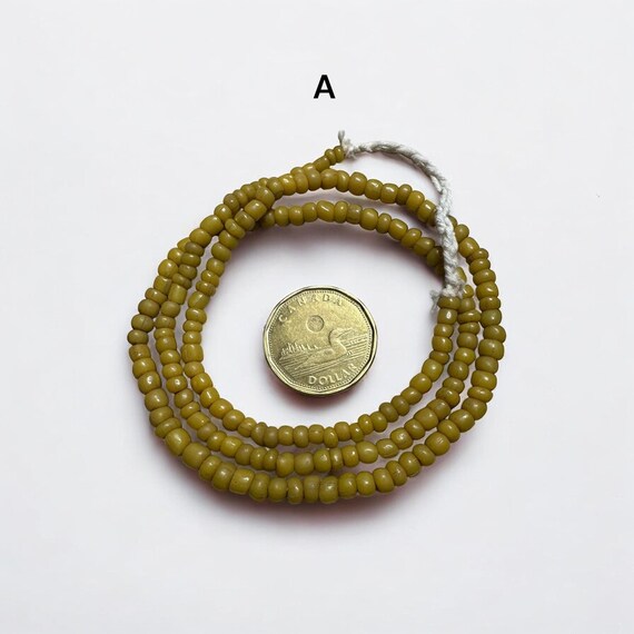 Yellow Java Glass Beads: Vintage African Trade Be… - image 2