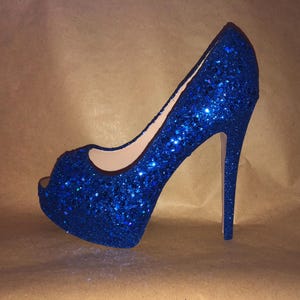 Custom Sparkly Shimmer Heels: Something Blue Bridal Shoes