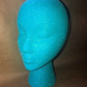 Glitter Wig Head: Decorative Salon Display, Any Color