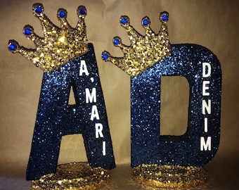 Sparkly Crown Letter Centerpiece: Custom Table Number Decoration
