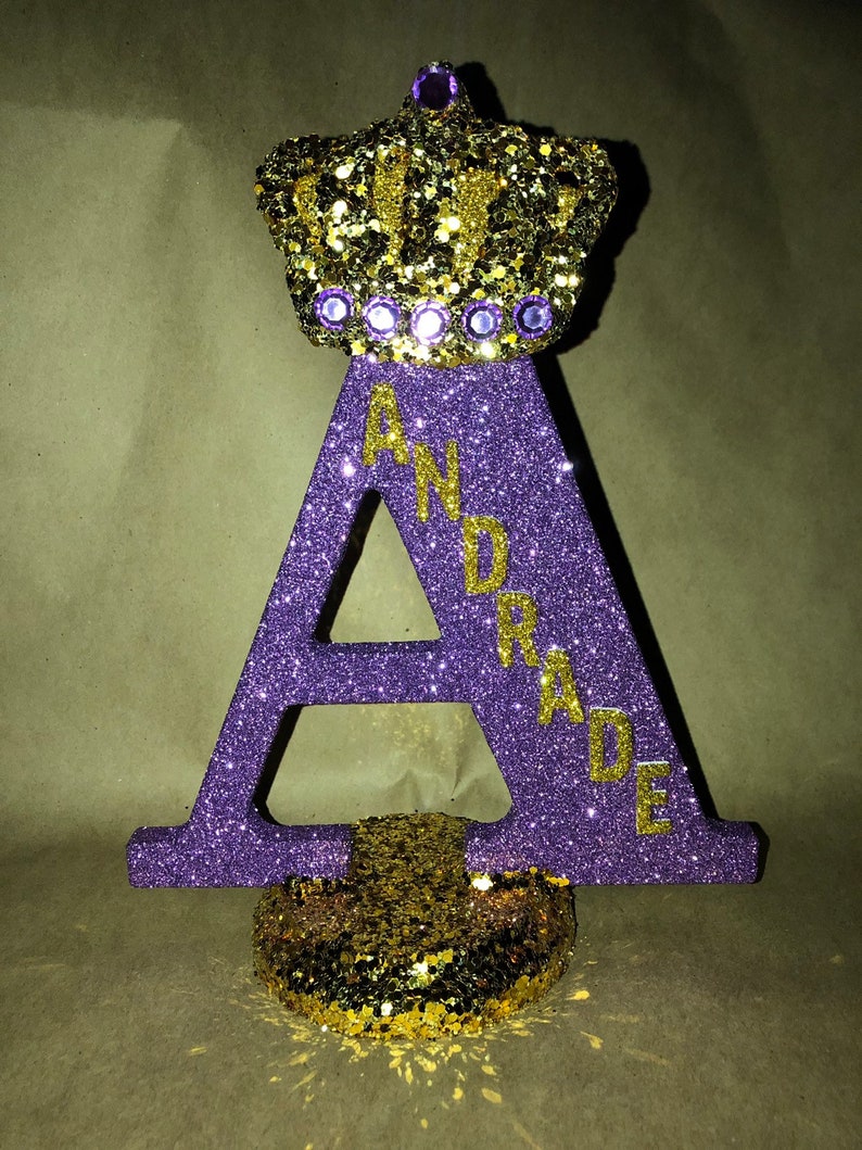 Sparkle letters with crown. Royal themed decoration for party | Etsy
