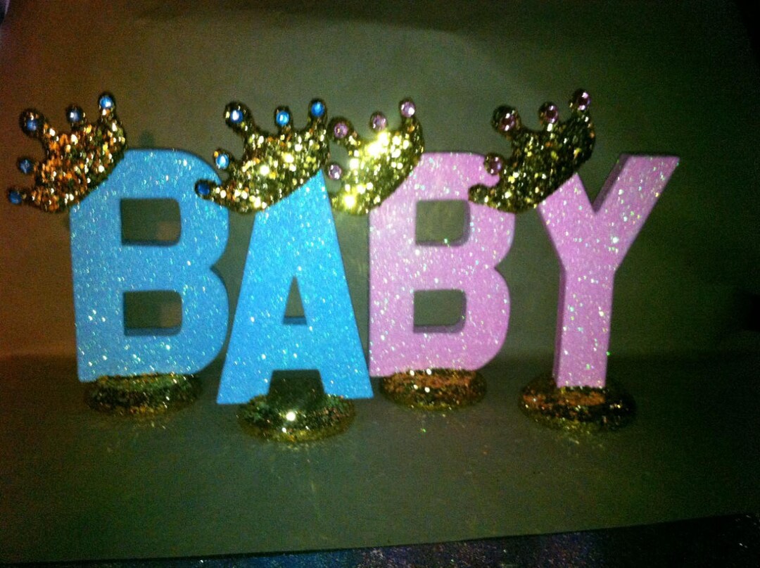 Sparkle Letters With Crown Spelling Baby For A Etsy